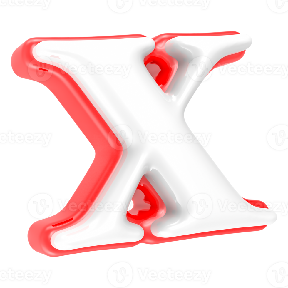 Red Alphabet with White 3D Rendering Letter x png