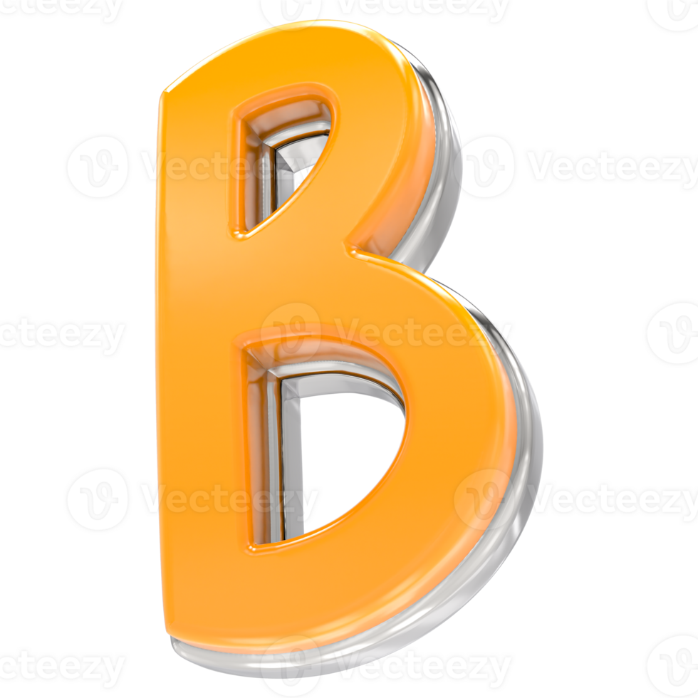 B Letter 3D Render png