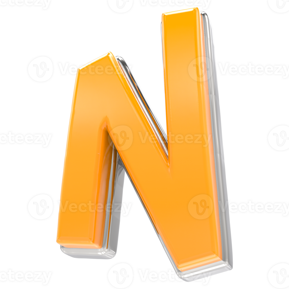 N Letter 3D Render png