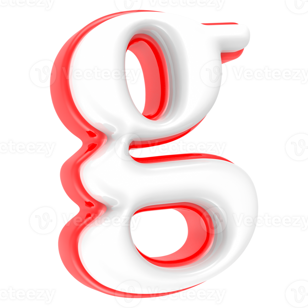 Red Alphabet with White 3D Rendering Letter g png