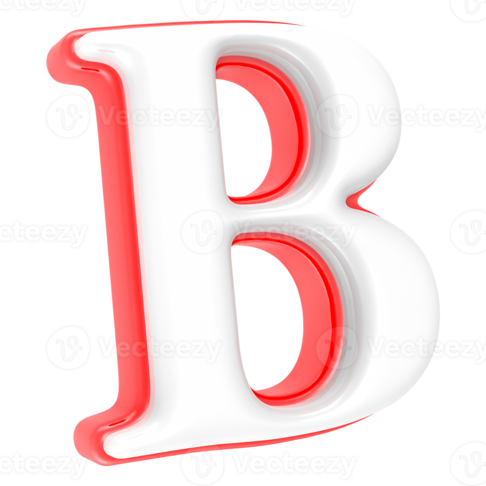 Red Alphabet with White 3D Letter B png