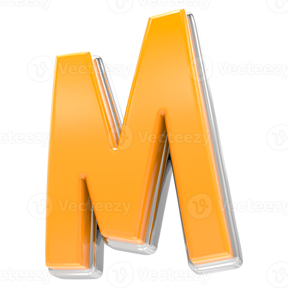 M Letter 3D Render png