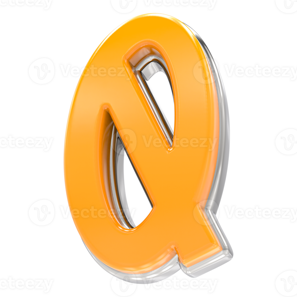 Q Letter 3D Render png