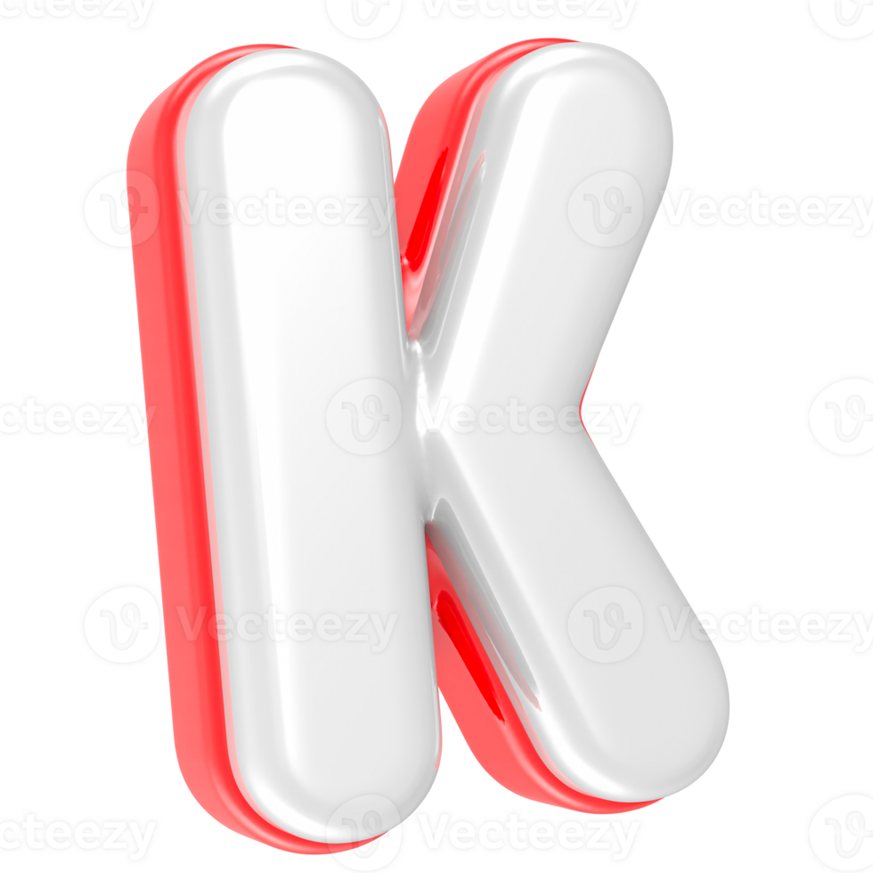 3d rendering Font K isolated png