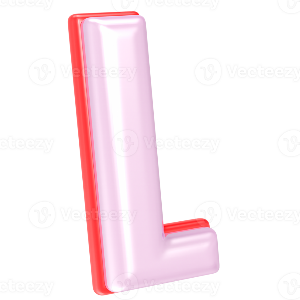 3d rendering letter L isolated png