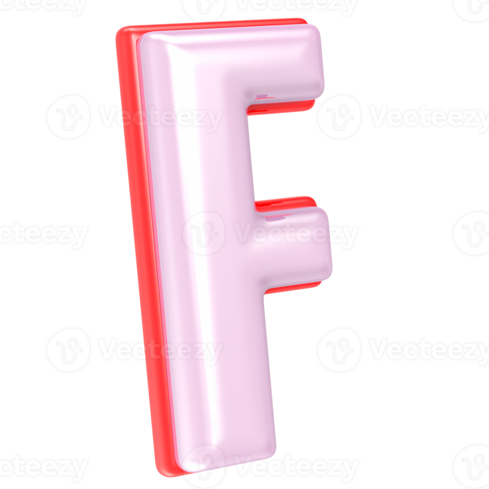 3d rendering letter F isolated png