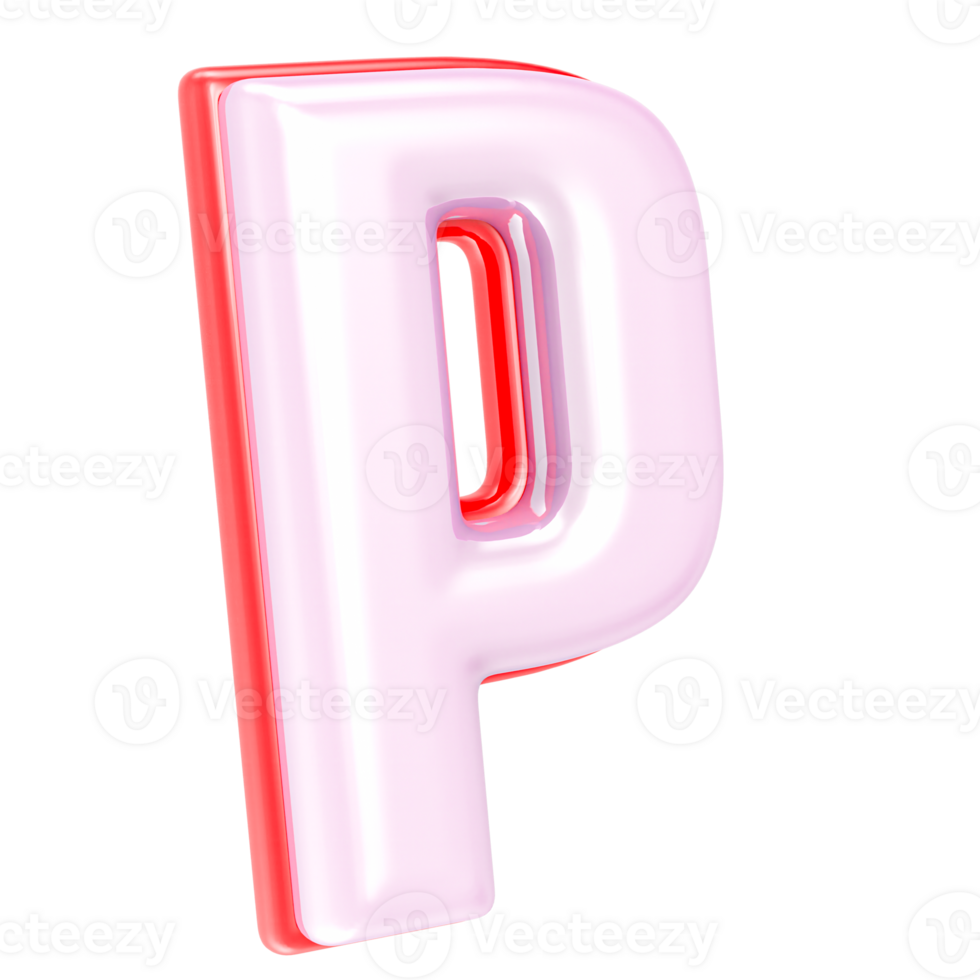 3d rendering letter P isolated png