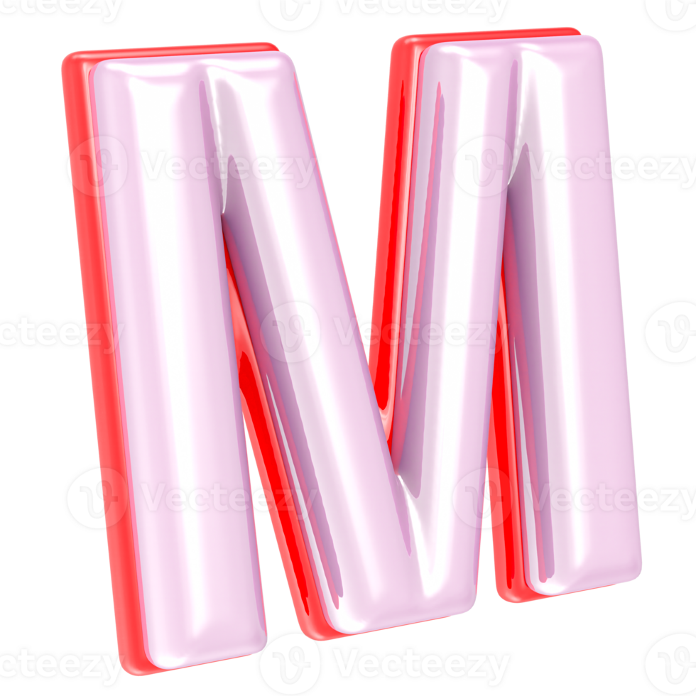 3d rendering letter M isolated png