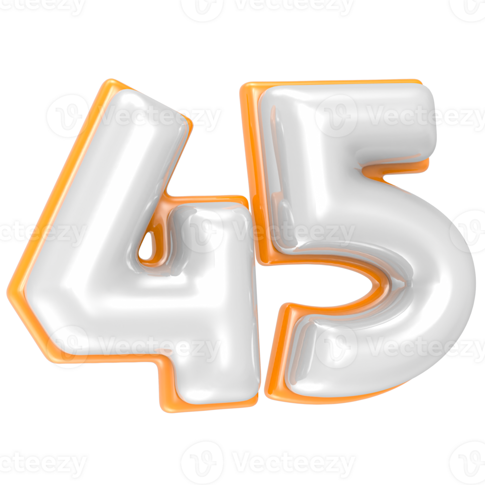 45 Number 3D Render png