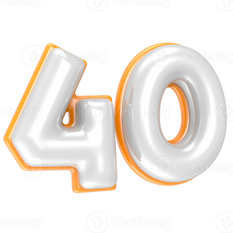 40 Number 3D Render png