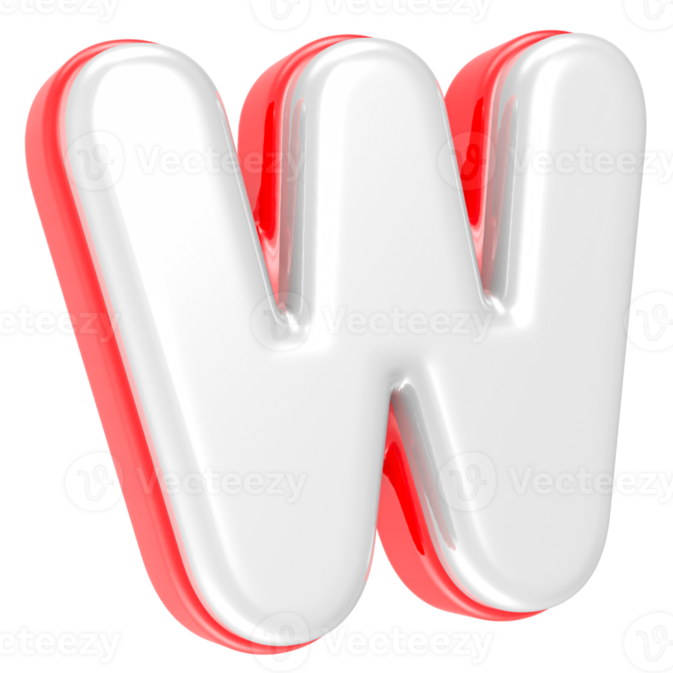 3d rendering Font W isolated png
