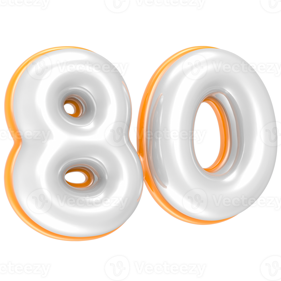 80 Number 3D Render png