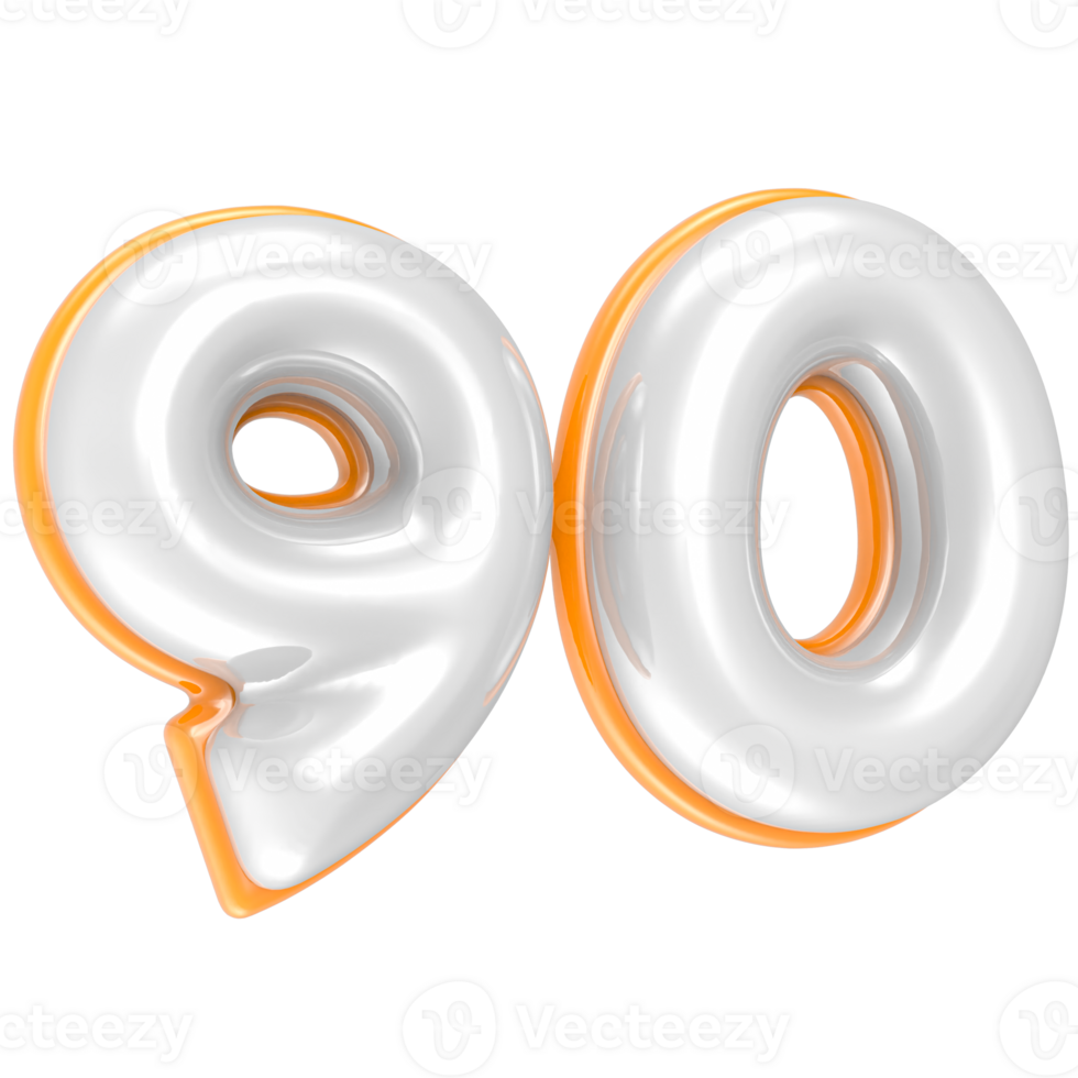 90 Number 3D Render png