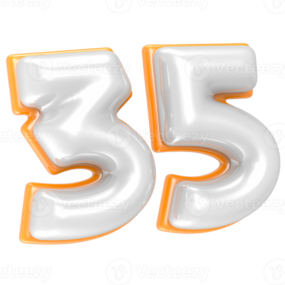 35 Number 3D Render png