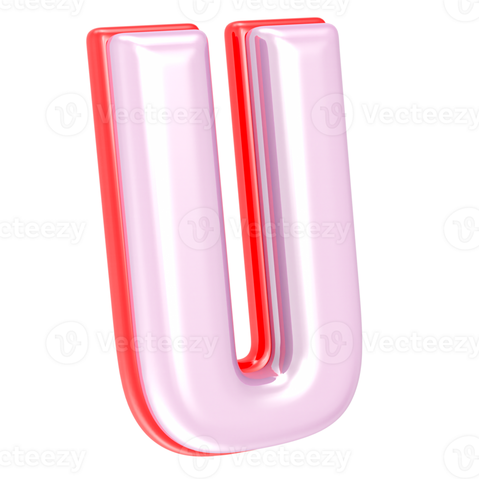 3d rendering letter U isolated png