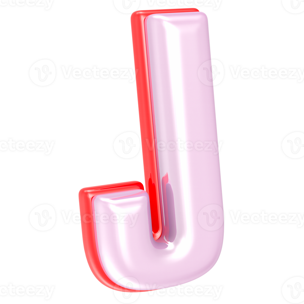 3d rendering letter J isolated png