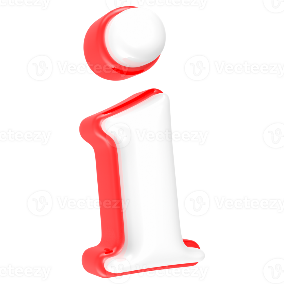 Red Alphabet with White 3D Rendering Letter i png