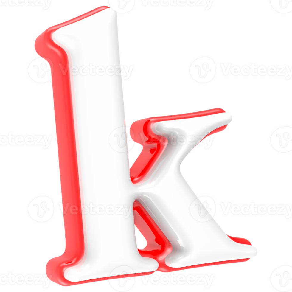 Red Alphabet with White 3D Rendering Letter k png