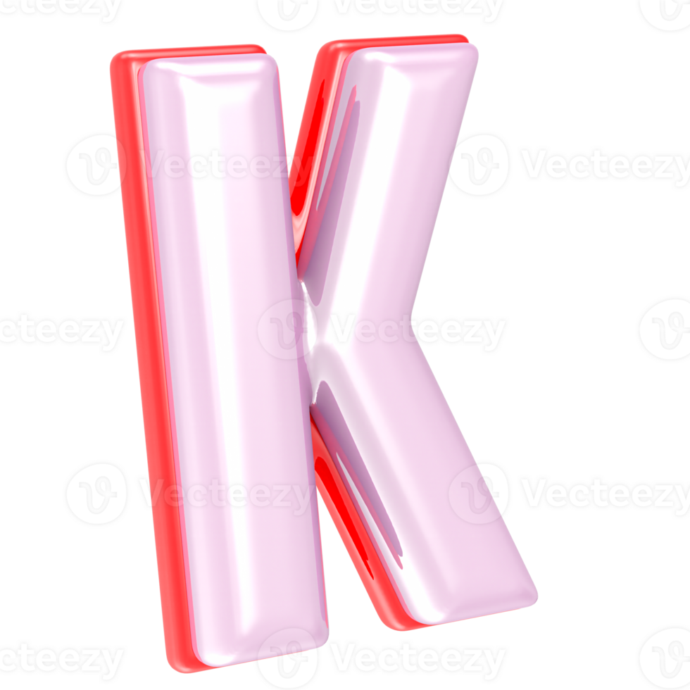 3d rendering letter K isolated png