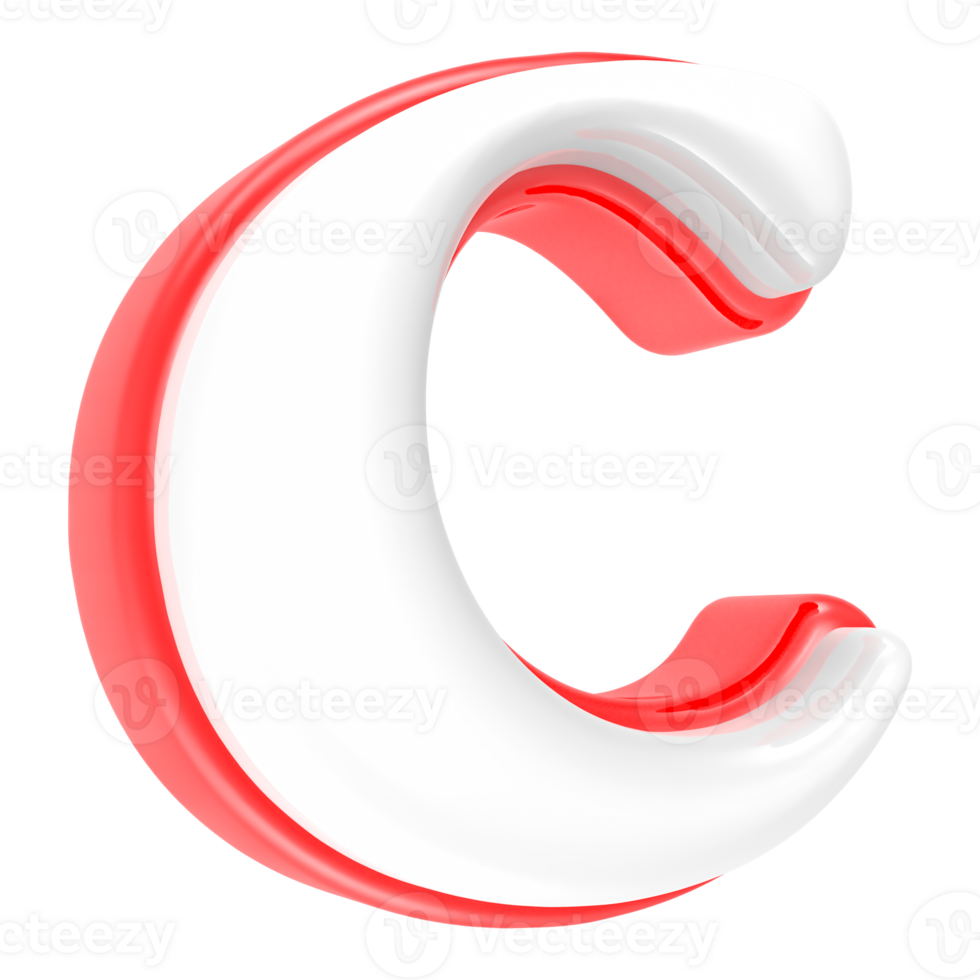Red Alphabet with White 3D Rendering Letter c png