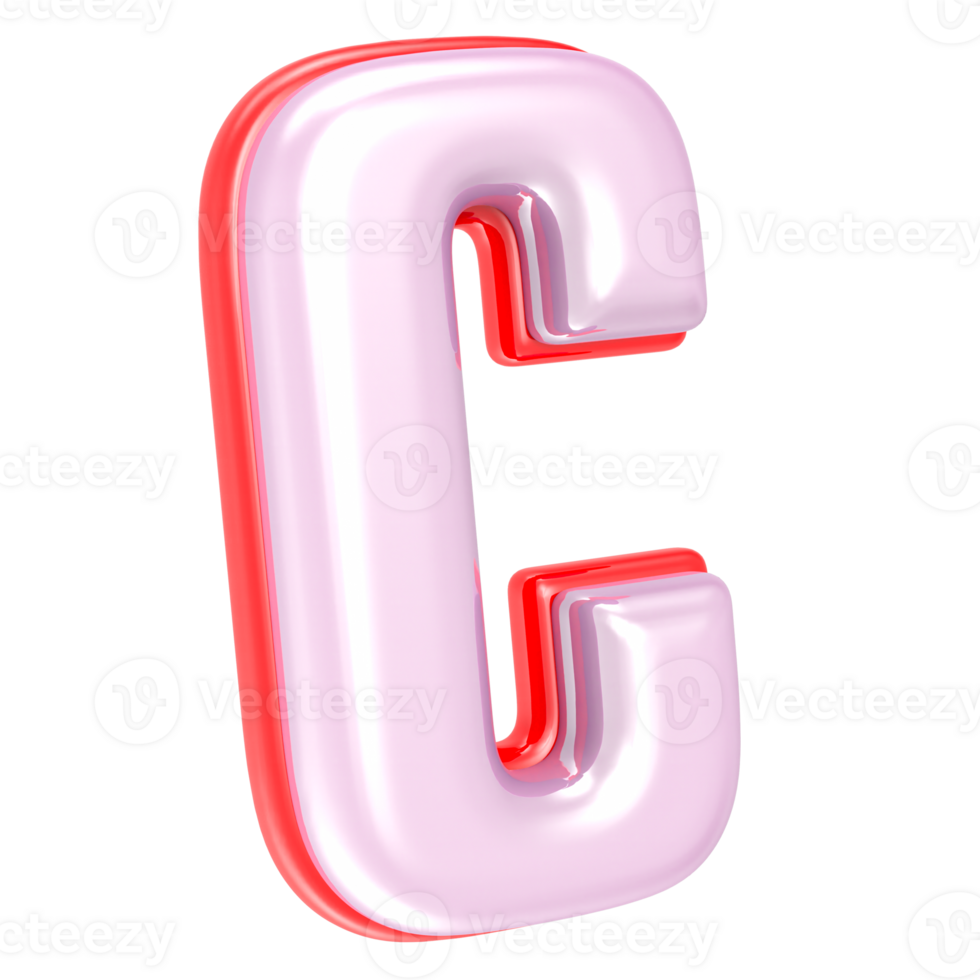 3d rendering letter C isolated png