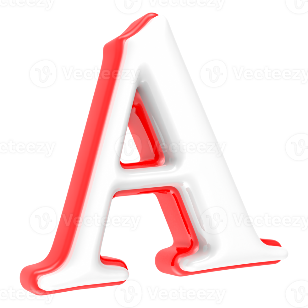Red Alphabet with White 3D Letter A png