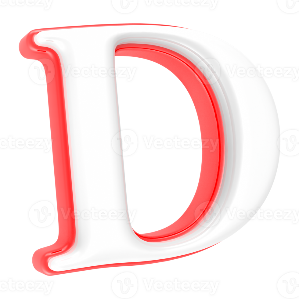 Red Alphabet with White 3D Letter D png