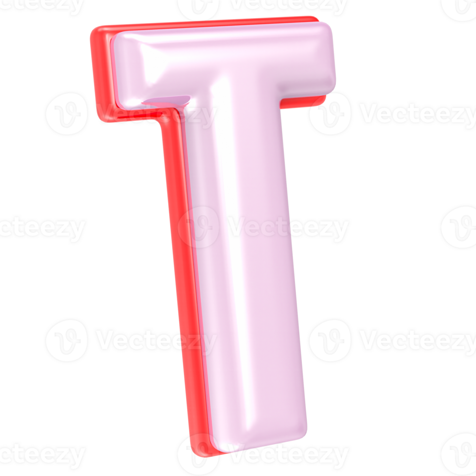 3d rendering letter T isolated png