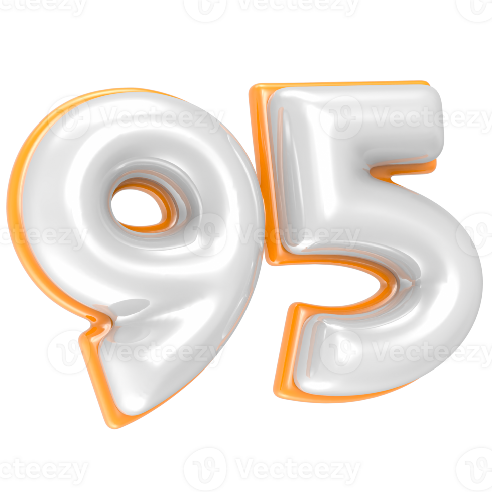 95 Number 3D Render png