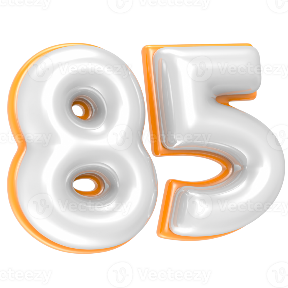 85 Number 3D Render png