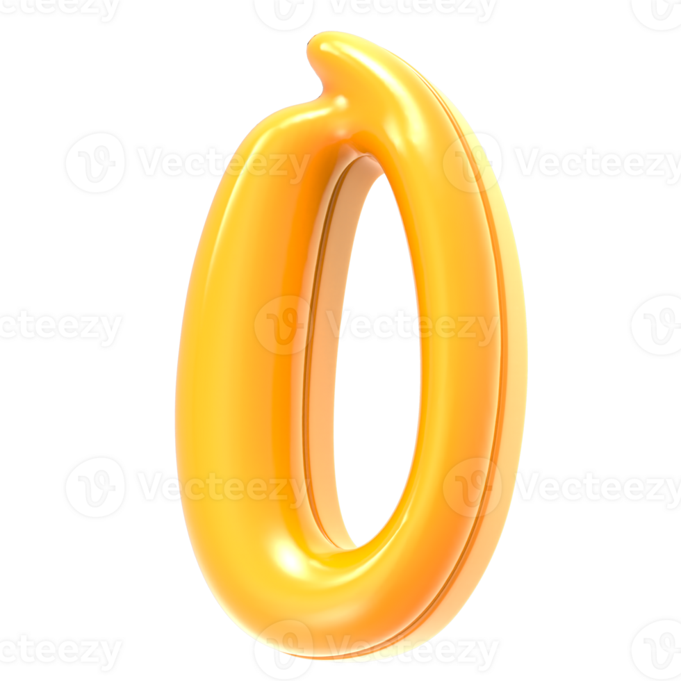 0 Number Yellow 3D Render png