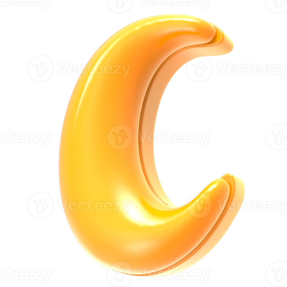 c Font Yellow 3D Rendering png