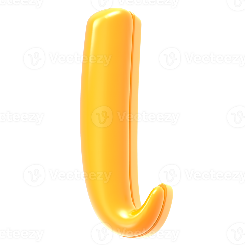 l Font Yellow 3D Rendering png