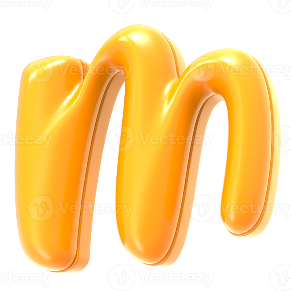 m Font Yellow 3D Rendering png