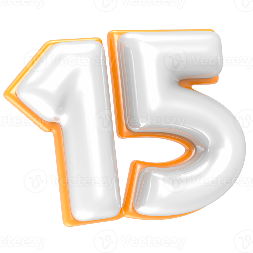 the number fifteen is made of white and orange png