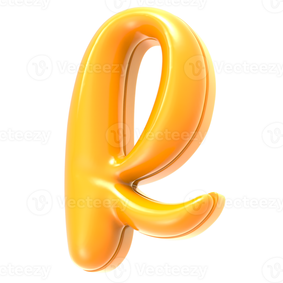 R Font Yellow 3D Render png