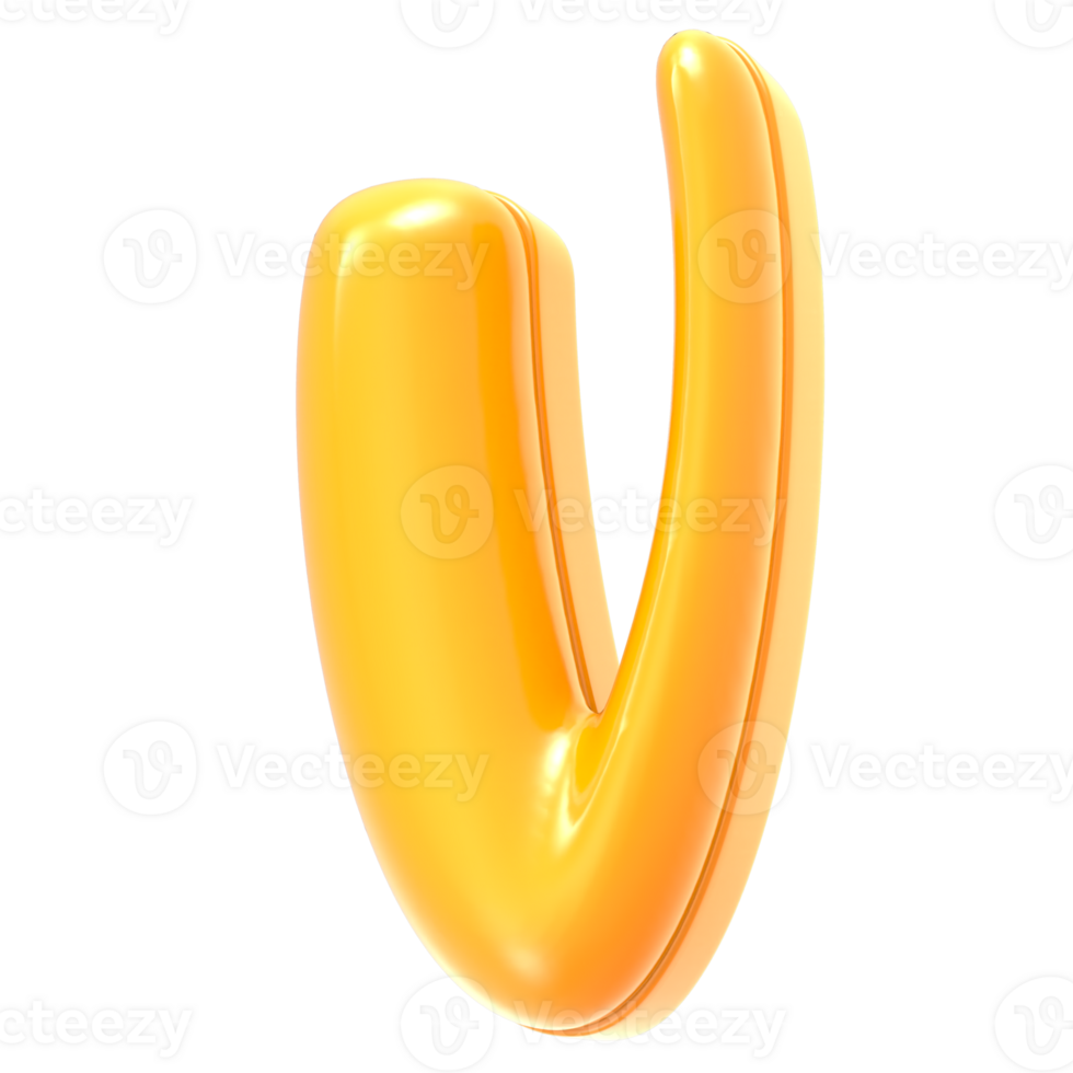v Font Yellow 3D Rendering png