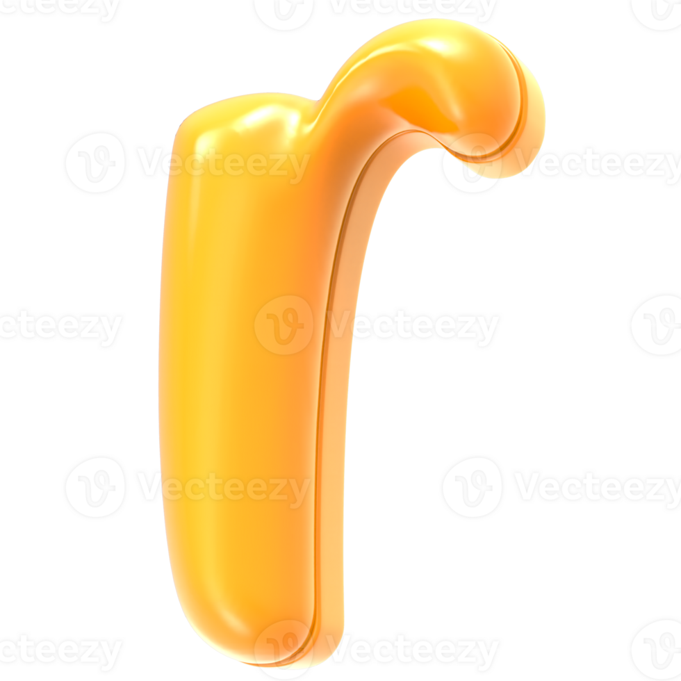 r Font Yellow 3D Rendering png