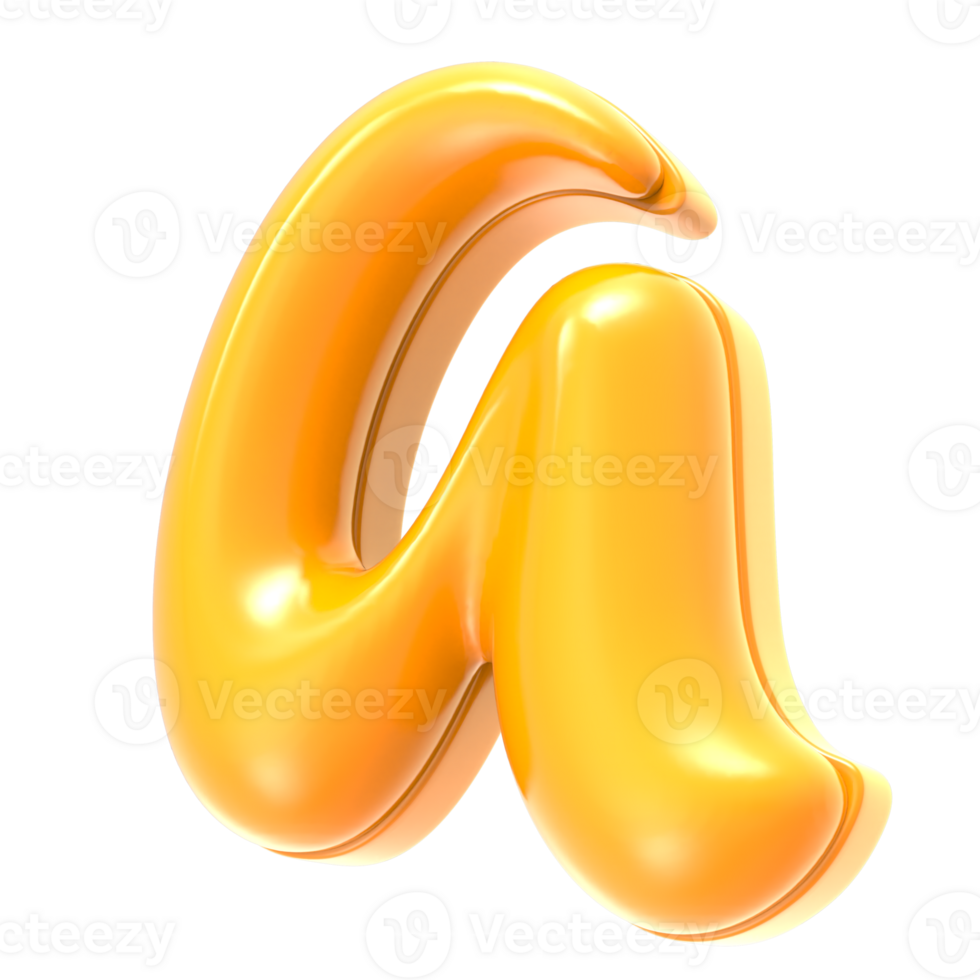 a Font Yellow 3D Rendering png