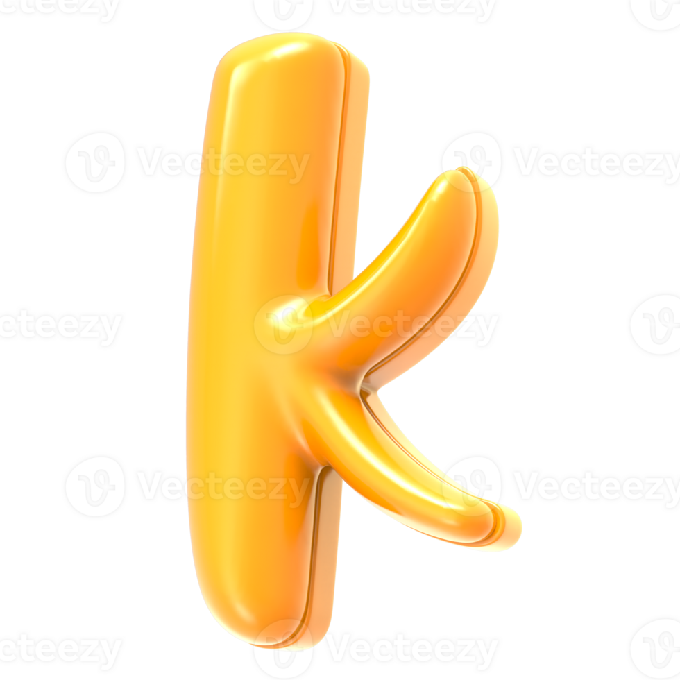 k Font Yellow 3D Rendering png