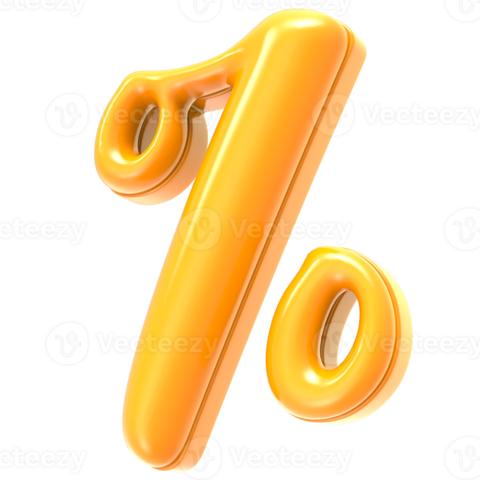 Percent Yellow 3D Render png