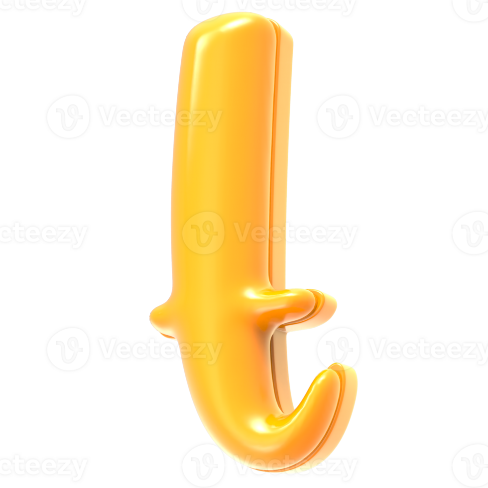 t Font Yellow 3D Rendering png