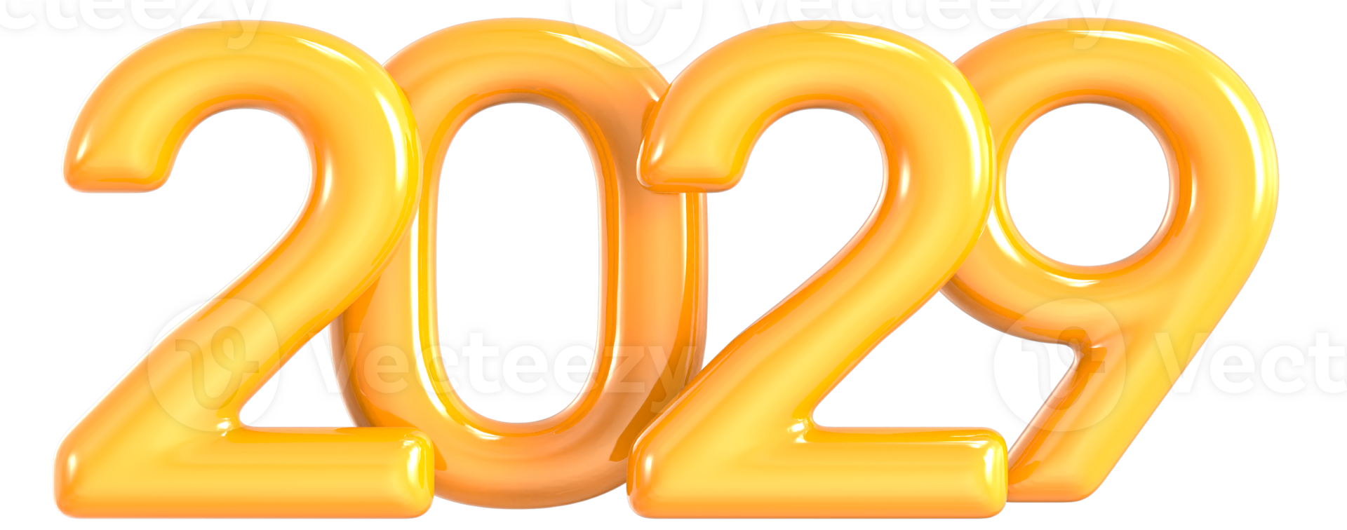 Yellow Number 2029 3D Render png