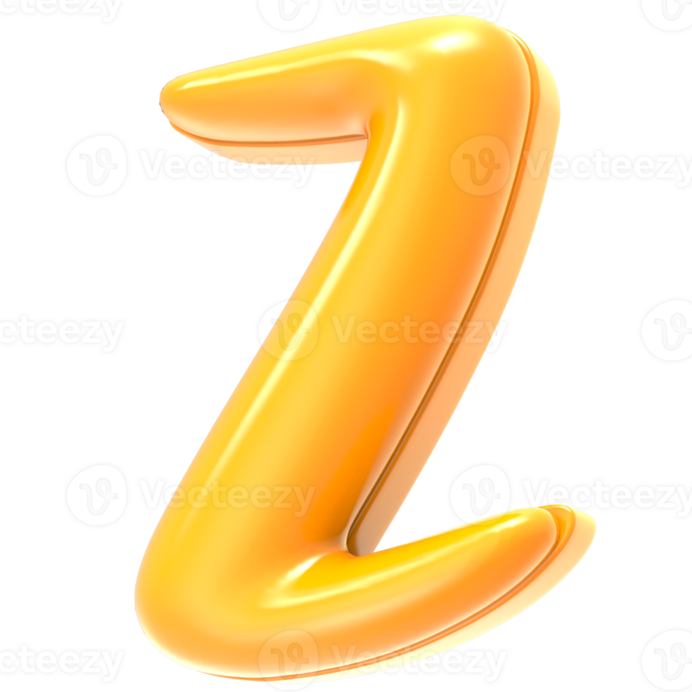 z Font Yellow 3D Rendering png