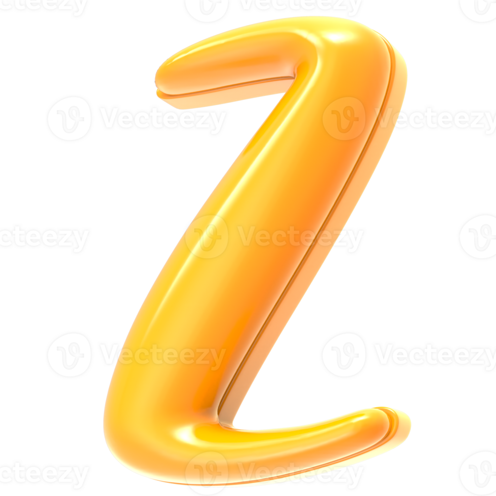 Z Font Yellow 3D Render png