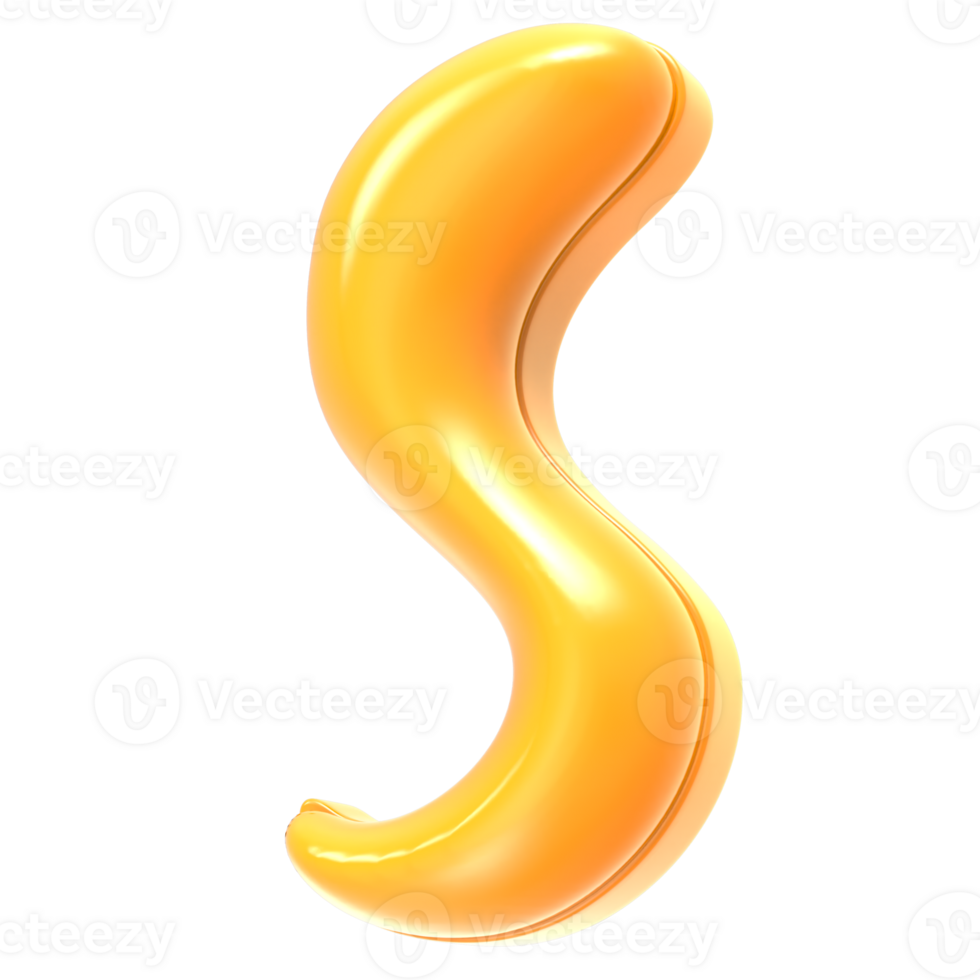 s Font Yellow 3D Rendering png