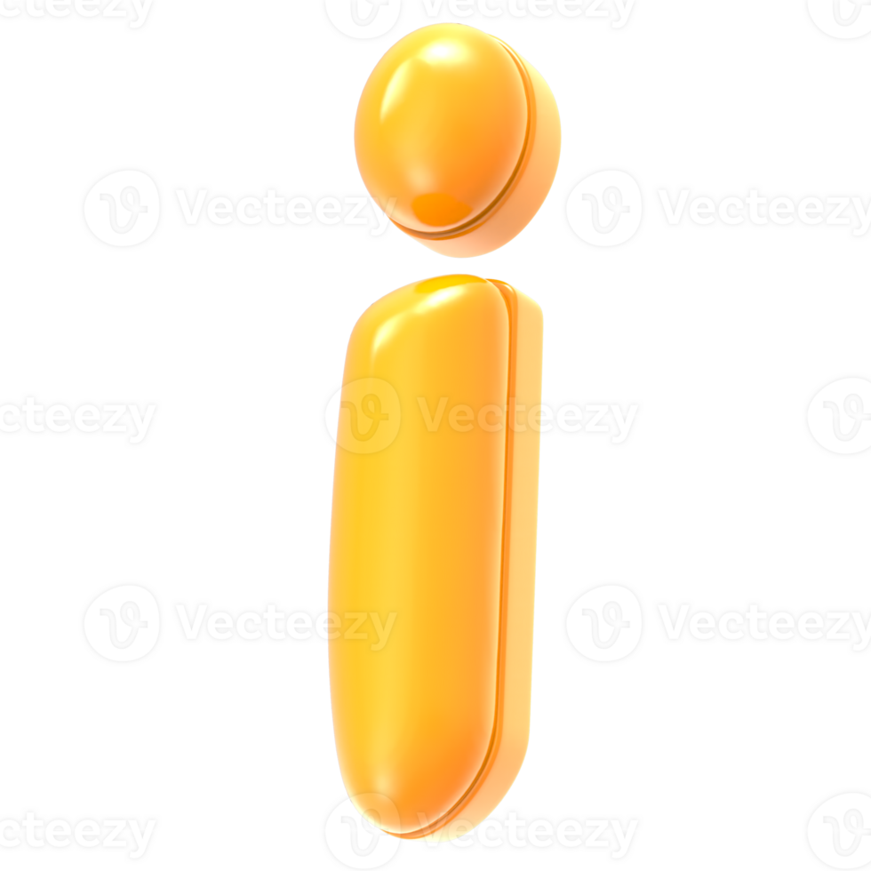 i Font Yellow 3D Rendering png