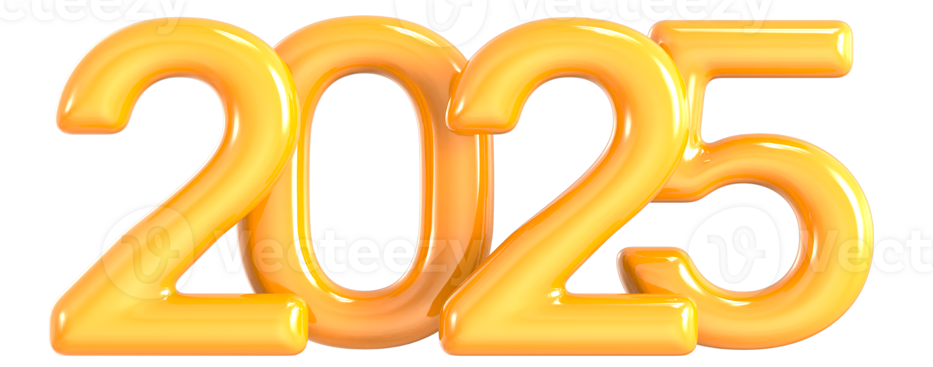 Yellow Number 2025 3D Render png