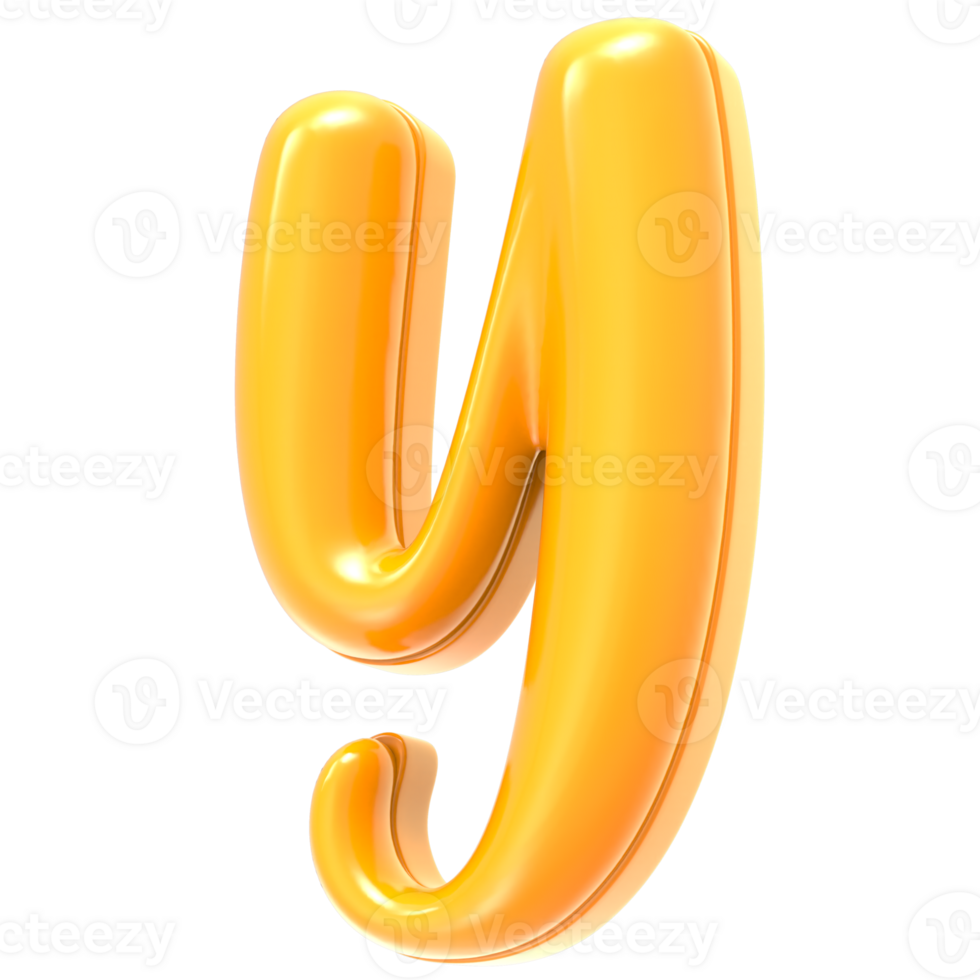 Y Font Yellow 3D Render png