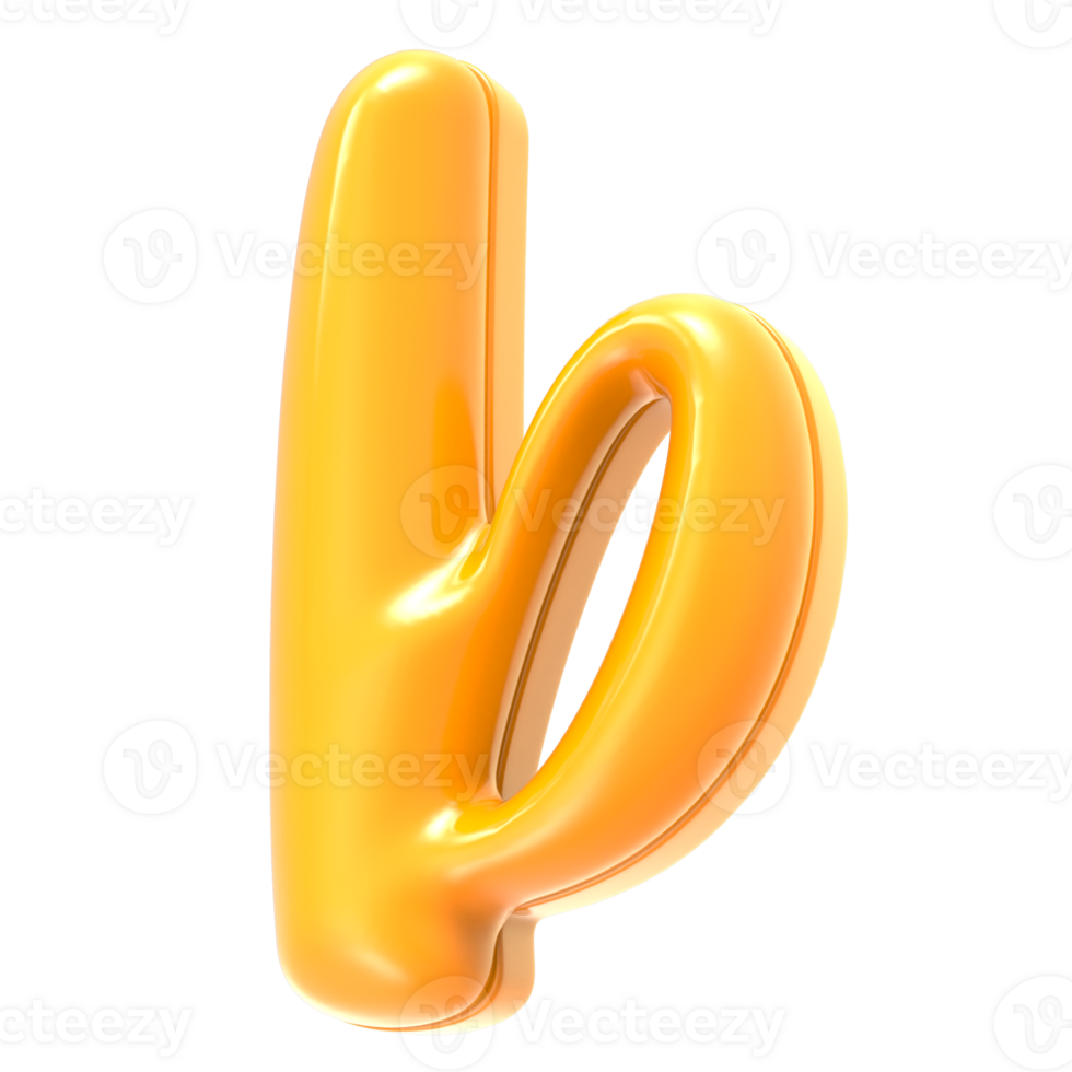 b Font Yellow 3D Rendering png